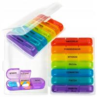 ORGANIZER PUDEŁKO NA LEKI KASETKA TABLETKI 7 DNI POLSKIE NAPISY PODRÓŻNE