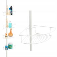 Półka łazienkowa narożna teleskopowa biała półki do łazienki pod prysznic