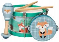 ZABAWKI DLA DZIECI 3+ INSTRUMENTY ZABAWKA MUZYCZNA BĘBENEK MARAKAS TAMBURYN
