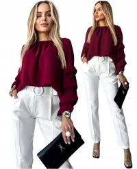 Bordowa Elegancka BLUZKA DAMSKA modna hiszpanka odkryte ramiona święta IRMA