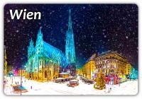 WIEDEŃ - Katedra św. Szczepana - Stephansplatz - Zima - Magnes na lodówkę