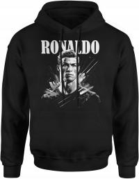 BLUZA CRISTIANO RONALDO MĘSKA Z NADRUKIEM ROZ Z KAPTUREM DRESOWA CZARNA