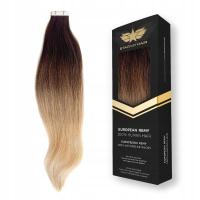 OMBRE - duży pakiet 20g TAPE ON włosy REMY 40 45 cm GĘSTE metoda kanapkowa