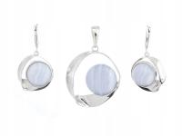 SREBRNY KOMPLET RODOWANY AGAT BLUE LACE !!