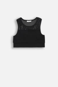 Top Dziewczęcy Czarny Koszulka Dziewczęca Coccodrillo WC5