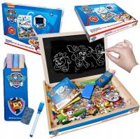 МАГНИТНО - МЕЛОВАЯ ДОСКА 90 МАГНИТОВ ЩЕНЯЧИЙ ПАТРУЛЬ ДВУХСТОРОННЯЯ ДЕРЕВЯННАЯ