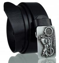 КОЖАНЫЙ РЕМЕНЬ ДЛЯ БРЮК 4 СМ ЧЕРНЫЙ МОТОЦИКЛИСТ