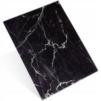 Кухонная разделочная доска стеклянная нескользящая черная мраморная 30x40 см