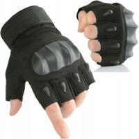 RĘKAWICE A18 WOJSKOWE OCHRONNE TAKTYCZNE BEZ PALCÓW DO KOSTEK CZARNE