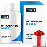 Witamina D3 PREMIUM 10000 IU 200 tabletek z Lanoliny Odporność Kości PolVit