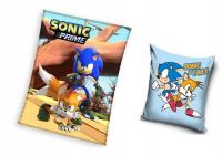 Duży Koc Kocyk miękki CORAL NARZUTA na łóżko + poduszka poszewka JEŻ SONIC