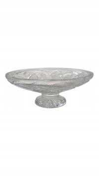 KRYSZTAŁOWA PATERA NA NÓŻCE SZKŁO ZDOBIONE PRL