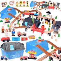 Деревянная железная дорога строительные блоки построить город поезд локомотив 100 elem ZA5380