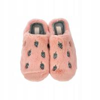 Kapcie laczki klapki domowe truskawki różowe