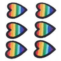 6 szt. Naszywki serca tęczowa dekoracja DIY do odzieży i szycia