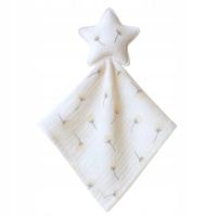 Przytulak gwiazdka z pieluszką muślinową- 30x30 cm, 0 +, dmuchawiec biały