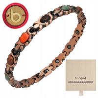 Bransoletka miedziana magnetyczna damska z kamieniami zdrowotna BLINGART