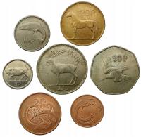 IRLANDIA ZESTAW 7 MONET 1 PENNY - 1 POUND 1970 - 2000 ZWIERZĘA