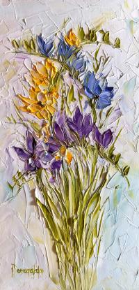 JOANNA DOMAGALSKA OBRAZ KWIATY FREZJE 20X40