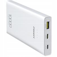 POWERBANK PISEN 10000mAh 12W PD QC USB Micro USB C Biały do iPhone APPLE