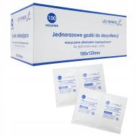 GAZIKI NASĄCZONE 70% ALKOHOLEM IPA 190x120mm DO DEZYNFEKCJI 100 szt.