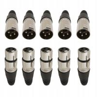 5Pair 3-Pin XLR Female Male Microphone Audio Cable Wire Connector Plug Plug