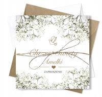 Zaproszenia na Chrzest Gipsówka Boho z kopertą