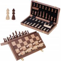 Duże Szachy Warcaby drewniane Magnetyczne 380 - Orzech + 2 x extra Hetman