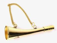 МАЛЕНЬКАЯ СИГНАЛЬНАЯ ТРУБА ИЗ ЛАТУНИ С ЦЕПОЧКОЙ