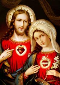 Алмазная вышивка Сердце Иисуса и Марии