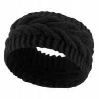 Opaska do Włosów Czarna Na Głowę Uszy Szeroka z Warkoczem Ciepła Zimowa