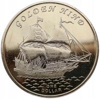 GILBERT ISLANDS - KIRIBATI 1 DOLLAR 2015 STATEK ŻAGLOWIEC - GOLDEN HIND UNC