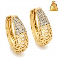 POZŁACANE KOLCZYKI KÓŁKA AŻUROWE Z CYRKONIAMI STAL CHIRURGICZNA 1,7 CM 18K