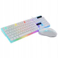 BIAŁA KLAWIATURA PODŚWIETLANA RGB DLA GRACZY GAMINGOWA LED + MYSZ DSJ TF230