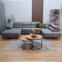 Угловой U роговица Родос для гостиной велюр откидывающийся спальный функция от руки