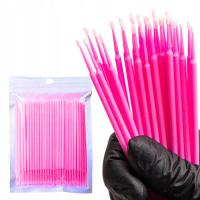 Микро аппликаторы для ресниц без волокна розовый 100 шт