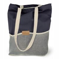 TORBA BAWEŁNIANA Z KIESZONKĄ 38x8x42 cm GRAFITOWA 280g ZAKUPOWA POJEMNA