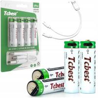 4x Baterie Akumulatorki Paluszki AA R6 4070mWh 1.5V z portem USB-C + Kabel