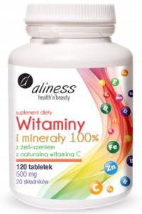 Aliness витамины и минералы комплекс 100% 120 tab. женьшень ацерола