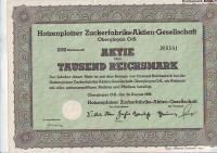 Cukrownia Hotzenplotz, akcja 1000 RM 1939 r.