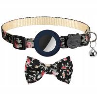 Bow Collar with Bell for AirTag Deep Blue