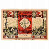 Banknot, Niemcy, Ziesar, 2 Mark, Eglise, 1920, AU(