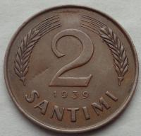 ŁOTWA - 2 Santimi - 1939