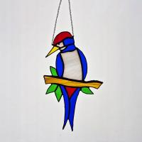 Ptaszek wiszący wykonany metodą Tiffaniego witraż wiszący