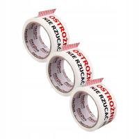 TAŚMA PAKOWA klejąca OSTROŻNIE NIE RZUCAĆ STOP 3pak PAKOVA