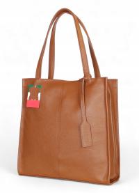 VERA PELLE Włoska Skórzana torebka damska duża A4 Skóra naturalna Camel