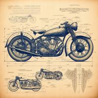План схема мотоцикл памятник плакат 40x40cm