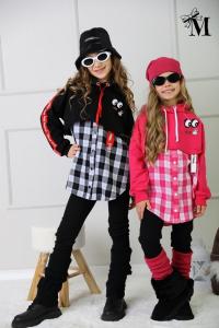 2718 CZARNA Bluzo-koszula tunika kratka r 110-116