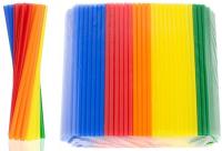 200шт многоразовые пластиковые трубочки смешанные цвета красочные соломинки.