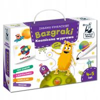 ZABAWY EDUKACYJNE. BAZGRAKI. KOSMICZNA WYPRAWA ZAGADKI WYCINANKI + NAKLEJKI